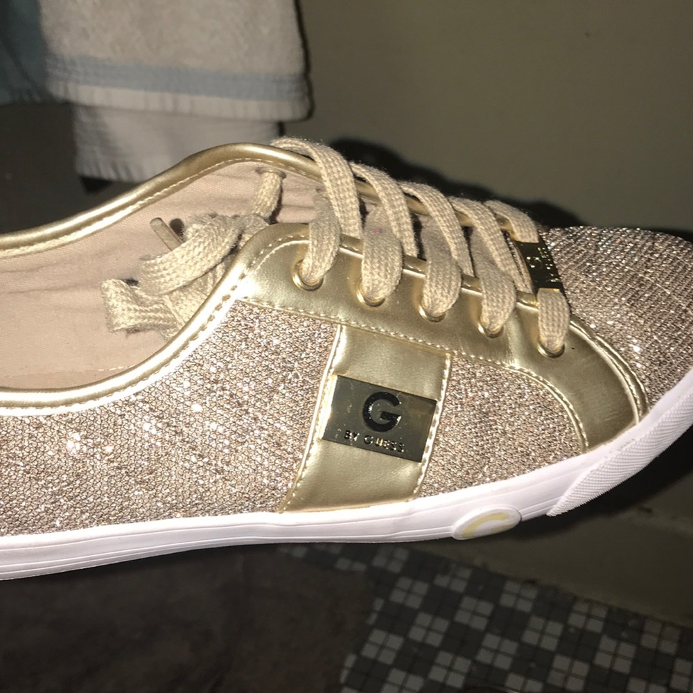 G by guess sparkly gold shoes size 9.5
